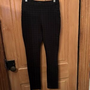 Sanctuary Anthropologie black checked stretch pants leggings faux pockets small